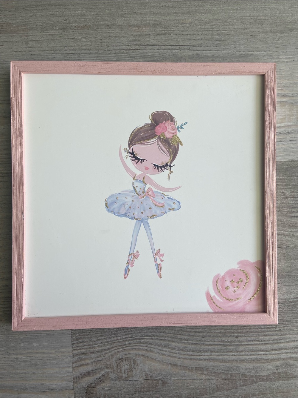 Hobby Lobby Glitter Ballerina Wood Framed Wall Art Decor 13x13 Nursery